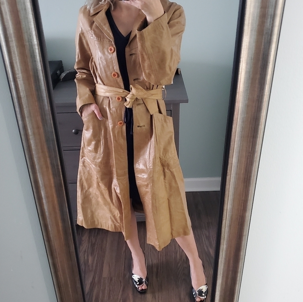 Vintage Levi's Red Tab Distressed Leather Long Coat
